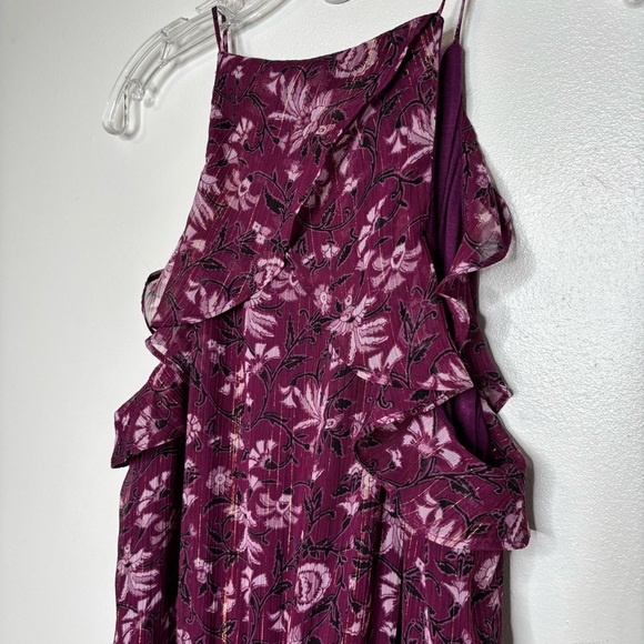 NWT White House Black Market Metallic Purple Printed Hi Low Maxi Dress Sz 12 - Picture 4 of 11